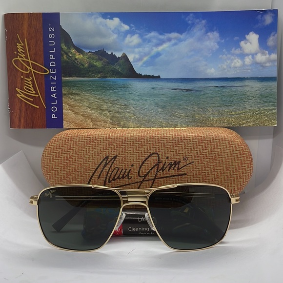 BNIB Maui Jim Polarized sunglass Gold with Green (G15) lenses - Picture 2 of 9